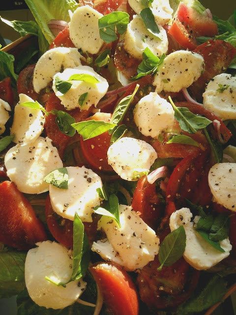 Torn Basil, Heirloom Tomato and Mozzarella Fresca Salad