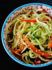 Broccoli Stem and Red Pepper Slaw