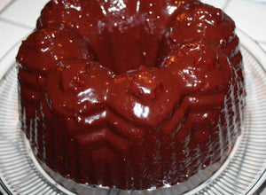 Chocolate-Raspberry Balsamic Glazed Olive Oil Bundt Cake