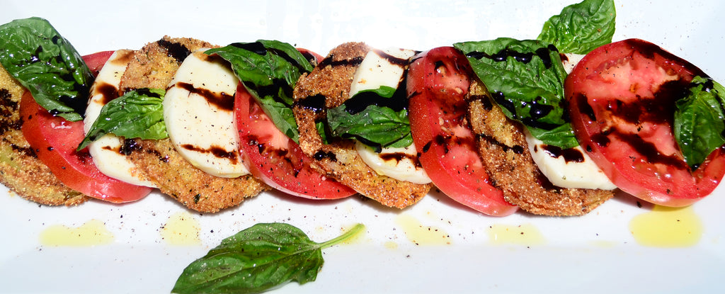 Caprese Salad with fried mozzarella fritters.
